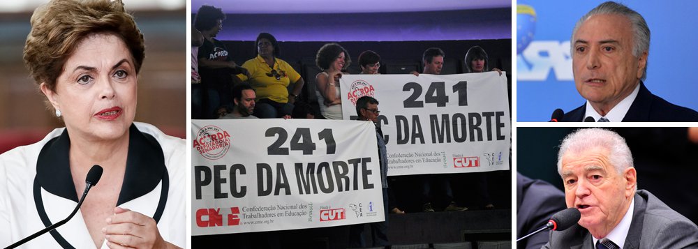 Em entrevista à Rádio Guaíba, de Porto Alegre (RS), nesta quinta-feira 13, a presidente afastada Dilma Rousseff criticou duramente a PEC 241, simbolizada na fala do deputado Nelson Marquezelli (PTB-SP), que disse que "quem não tem dinheiro, não estuda"; "Ao contrário do que disse aquela liderança do governo, que quem não tem dinheiro não tem que ter educação, quem não tem dinheiro tem que ter educação de qualidade, para que o País possa crescer", rebateu Dilma; para ela, caso seja aprovada a PEC que congela os gastos públicos por 20 anos, "vai ser um retrocesso grave para o Brasil" (Foto: Gisele Federicce) Em entrevista à Rádio Guaíba, de Porto Alegre (RS), nesta quinta-feira 13, a presidente afastada Dilma Rousseff criticou duramente a PEC 241, simbolizada na fala do deputado Nelson Marquezelli (PTB-SP), que disse que "quem não tem dinheiro, não estuda"; "Ao contrário do que disse aquela liderança do governo, que quem não tem dinheiro não tem que ter educação, quem não tem dinheiro tem que ter educação de qualidade, para que o País possa crescer", rebateu Dilma; para ela, caso seja aprovada a PEC que congela os gastos públicos por 20 anos, "vai ser um retrocesso grave para o Brasil"