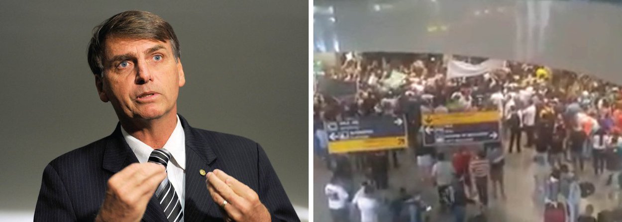 O deputado federal Jair Bolsonaro (PSC-RJ) foi recebido por centenas de pessoas no aeroporto Pinto Martins, no início da tarde desta quinta-feira (7), e discursou para os entusiastas em cima de trio elétrico. Acompanhado do presidente nacional do PSC, Pastor Everaldo, e de seus dois filhos, ele cumpre agenda de eventos na capital cearense (Foto: Rodrigo Rocha) O deputado federal Jair Bolsonaro (PSC-RJ) foi recebido por centenas de pessoas no aeroporto Pinto Martins, no início da tarde desta quinta-feira (7), e discursou para os entusiastas em cima de trio elétrico. Acompanhado do presidente nacional do PSC, Pastor Everaldo, e de seus dois filhos, ele cumpre agenda de eventos na capital cearense