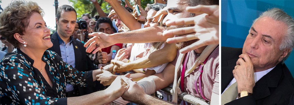 Vaquinha organizada pela presidente Dilma Rousseff atingiu sua meta em apenas dois dias, comprovando o sucesso da estratégia de financiamento coletivo; com os recursos, Dilma pretende fazer viagens pelo País até o fim de agosto, quando o impeahcment será julgado no Senado; campanha surgiu depois que o interino Michel Temer proibiu o uso de aviões da FAB pela presidente para fora de Brasília ou Porto Alegre, onde reside sua família; Temer, por sua vez, decidiu não viajar ao Norte ou ao Nordeste, temendo vaias; até agora, ele não teve nenhuma agenda pública (Foto: Leonardo Attuch) Vaquinha organizada pela presidente Dilma Rousseff atingiu sua meta em apenas dois dias, comprovando o sucesso da estratégia de financiamento coletivo; com os recursos, Dilma pretende fazer viagens pelo País até o fim de agosto, quando o impeahcment será julgado no Senado; campanha surgiu depois que o interino Michel Temer proibiu o uso de aviões da FAB pela presidente para fora de Brasília ou Porto Alegre, onde reside sua família; Temer, por sua vez, decidiu não viajar ao Norte ou ao Nordeste, temendo vaias; até agora, ele não teve nenhuma agenda pública