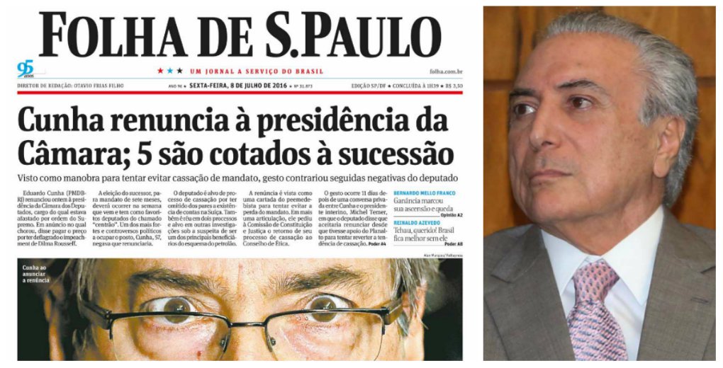 Para o jornal de Otavio Frias, “o presidente interino não será perdoado se de fato agir para preservar o mandato de Cunha. Nada menos que 4 em cada 5 eleitores querem a cassação do deputado”, “Negociador habilidoso, Temer sempre se saiu bem com sua capacidade de conciliar interesses. Nesse caso, contudo, precisará mostrar de que lado pretende ficar”, diz (Foto: Roberta Namour) Para o jornal de Otavio Frias, “o presidente interino não será perdoado se de fato agir para preservar o mandato de Cunha. Nada menos que 4 em cada 5 eleitores querem a cassação do deputado”, “Negociador habilidoso, Temer sempre se saiu bem com sua capacidade de conciliar interesses. Nesse caso, contudo, precisará mostrar de que lado pretende ficar”, diz