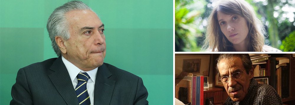 Nesta quinta-feira 30, a poeta Laura Liuzzi leu um poema sem identificar o autor em uma mesa da feira literária de Paraty; ao acabar a leitura, ela disse que o texto era de autoria do presidente interino e comentou que "o que dá pra perceber de cara é que é um poema bem ruim"; "O Temer tem tanta legitimidade como poeta quanto tem como presidente", disparou; na mesa de abertura do evento, ontem, o poeta Armando Freitas Filho já havia sido ovacionado com um discurso anti-Temer (Foto: Paulo Emílio) Nesta quinta-feira 30, a poeta Laura Liuzzi leu um poema sem identificar o autor em uma mesa da feira literária de Paraty; ao acabar a leitura, ela disse que o texto era de autoria do presidente interino e comentou que "o que dá pra perceber de cara é que é um poema bem ruim"; "O Temer tem tanta legitimidade como poeta quanto tem como presidente", disparou; na mesa de abertura do evento, ontem, o poeta Armando Freitas Filho já havia sido ovacionado com um discurso anti-Temer