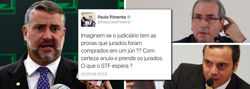 O deputado Paulo Pimenta (PT-RS) avalia que a delação premiada de Lúcio Funaro, braço direito de Eduardo Cunha (PMDB-RJ), irá atingir entre 80 e 120 deputados, que tiveram suas contas de campanha e suas dívidas eleitorais pagas pelo operador do PMDB; "isso vai demonstrar que o júri do impeachment foi comprado", afirma, fazendo referência aos deputados que votaram pelo impeachment no dia 17 de abril; segundo Pimenta, o Supremo Tribunal Federal não terá escapatória, a não ser anular o golpe, depois que ficar comprovado que Cunha pagava parlamentares; ele também avalia que o interino Michel Temer ainda tentará salvar seus aliados (Foto: Leonardo Attuch) O deputado Paulo Pimenta (PT-RS) avalia que a delação premiada de Lúcio Funaro, braço direito de Eduardo Cunha (PMDB-RJ), irá atingir entre 80 e 120 deputados, que tiveram suas contas de campanha e suas dívidas eleitorais pagas pelo operador do PMDB; "isso vai demonstrar que o júri do impeachment foi comprado", afirma, fazendo referência aos deputados que votaram pelo impeachment no dia 17 de abril; segundo Pimenta, o Supremo Tribunal Federal não terá escapatória, a não ser anular o golpe, depois que ficar comprovado que Cunha pagava parlamentares; ele também avalia que o interino Michel Temer ainda tentará salvar seus aliados