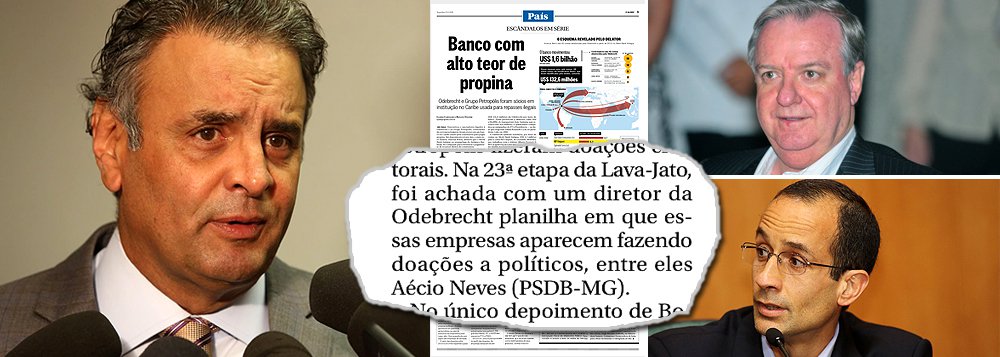 Reportagem do jornal O Globo sobre o Meinl Bank, mantido no exterior pela Odebrecht, de Marcelo Odebrecht, e pelo grupo Petrópolis, de Walter Faria, para realizar pagamentos de natureza política aponta o nome do senador Aécio Neves (PSDB-MG) como um dos beneficiários; de lá, teriam saído os recursos para uma empresa chamada Leyroz, que doou R$ 1,6 milhão a Aécio e ao PSDB em 2010, quando ele concorreu ao Senado; caso apareceu quando foram apreendidas as planilhas da Odebrecht e volta agora à tona com a descoberta do que o Globo chama de "banco com alto teor de propina" (Foto: Leonardo Attuch) Reportagem do jornal O Globo sobre o Meinl Bank, mantido no exterior pela Odebrecht, de Marcelo Odebrecht, e pelo grupo Petrópolis, de Walter Faria, para realizar pagamentos de natureza política aponta o nome do senador Aécio Neves (PSDB-MG) como um dos beneficiários; de lá, teriam saído os recursos para uma empresa chamada Leyroz, que doou R$ 1,6 milhão a Aécio e ao PSDB em 2010, quando ele concorreu ao Senado; caso apareceu quando foram apreendidas as planilhas da Odebrecht e volta agora à tona com a descoberta do que o Globo chama de "banco com alto teor de propina"