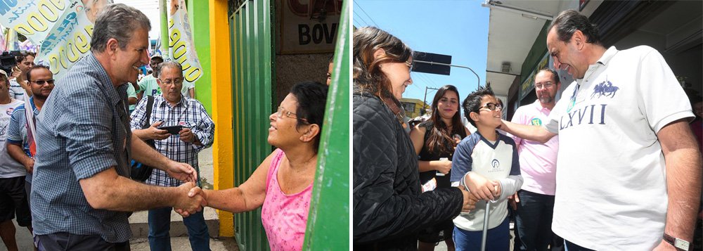 Nova pesquisa DataTempo/CP2 aponta um empate técnico entre os candidatos à Prefeitura de Belo Horizonte João Leite (PSDB) e Alexandre Kalil (PHS), no limite da margem de erro; de acordo com o levantamento, o tucano tem 24,7% das intenções de voto contra 19,9% - margem de erro é de 2,64 pontos percentuais para mais ou para menos; em agosto, Leite somava 26,3%, e Kalil, 19,3%; Délio Malheiros (PSD) soma 5,1% - ele tinha 3,5%, seguido por Luis Tibé (PTdoB), com 3,3% - ela tinha 6,6% na pesquisa anterior; Reginaldo Lopes, do PT, avançou de 1,8% para 3,3% (Foto: Leonardo Lucena) Nova pesquisa DataTempo/CP2 aponta um empate técnico entre os candidatos à Prefeitura de Belo Horizonte João Leite (PSDB) e Alexandre Kalil (PHS), no limite da margem de erro; de acordo com o levantamento, o tucano tem 24,7% das intenções de voto contra 19,9% - margem de erro é de 2,64 pontos percentuais para mais ou para menos; em agosto, Leite somava 26,3%, e Kalil, 19,3%; Délio Malheiros (PSD) soma 5,1% - ele tinha 3,5%, seguido por Luis Tibé (PTdoB), com 3,3% - ela tinha 6,6% na pesquisa anterior; Reginaldo Lopes, do PT, avançou de 1,8% para 3,3%