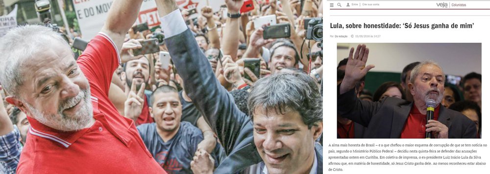 Pelo menos dois veículos, Veja e Folha de S. Paulo, deturparam a fala do ex-presidente, denuncia o Jornal GGN, do jornalista Luis Nassif; Lula não falou sobre honestidade quando citou Jesus Cristo; na verdade, falou em popularidade e perseguição; assista (Foto: Gisele Federicce) Pelo menos dois veículos, Veja e Folha de S. Paulo, deturparam a fala do ex-presidente, denuncia o Jornal GGN, do jornalista Luis Nassif; Lula não falou sobre honestidade quando citou Jesus Cristo; na verdade, falou em popularidade e perseguição; assista