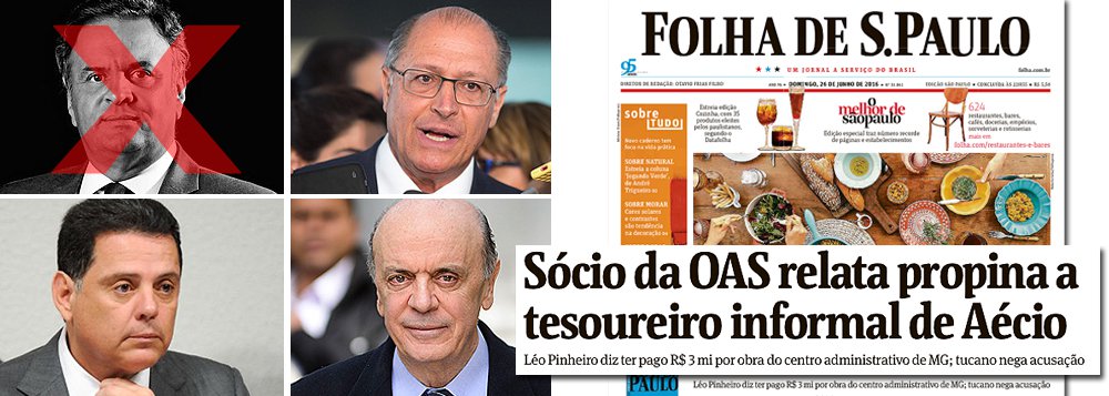 Citado em inúmeras delações premiadas, o senador Aécio Neves (PSDB-MG) sofreu, neste fim de semana, o mais duro golpe de sua carreira política, com a acusação, feita por Léo Pinheiro, da OAS, de que cobrava propina de 3% nas obras da Cidade Administrativa, por meio de Oswaldo Borges da Costa, seu tesoureiro informal e dono do avião utilizado pelo parlamentar; com isso, o presidente nacional do PSDB fica praticamente excluído da próxima disputa presidencial, abrindo espaço para três nomes no PSDB: os governadores Geraldo Alckmin e Marconi Perillo, assim como o chanceler José Serra; depois de quase chegar ao poder em 2014, Aécio apostou no 'quanto pior, melhor', incentivou o golpe parlamentar contra a presidente Dilma, mas se deu mal (Foto: Leonardo Attuch) Citado em inúmeras delações premiadas, o senador Aécio Neves (PSDB-MG) sofreu, neste fim de semana, o mais duro golpe de sua carreira política, com a acusação, feita por Léo Pinheiro, da OAS, de que cobrava propina de 3% nas obras da Cidade Administrativa, por meio de Oswaldo Borges da Costa, seu tesoureiro informal e dono do avião utilizado pelo parlamentar; com isso, o presidente nacional do PSDB fica praticamente excluído da próxima disputa presidencial, abrindo espaço para três nomes no PSDB: os governadores Geraldo Alckmin e Marconi Perillo, assim como o chanceler José Serra; depois de quase chegar ao poder em 2014, Aécio apostou no 'quanto pior, melhor', incentivou o golpe parlamentar contra a presidente Dilma, mas se deu mal