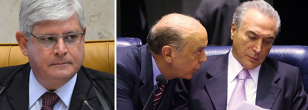No pedido de prisão do presidente do Senado, Renan Calheiros (PMDB-AL), do senador Romero Jucá (PMDB-RR) e do ex-presidente José Sarney (PMDB), que foi negado pelo STF, a partir das gravações feitas pelo ex-presidente da Transpetro Sérgio Machado, Rodrigo Janot afirma que as indicações do PSDB no governo interino faziam parte da "solução Michel", que tinha objetivo de "construir uma ampla base de apoio político para conseguir, pelo menos, aprovar três medidas de alteração do ordenamento jurídico em favor da organização criminosa": a proibição de acordos de colaboração premiada com investigados ou réus presos; a proibição de execução provisória da sentença penal e a alteração do regramento dos acordos de leniência (Foto: Roberta Namour) No pedido de prisão do presidente do Senado, Renan Calheiros (PMDB-AL), do senador Romero Jucá (PMDB-RR) e do ex-presidente José Sarney (PMDB), que foi negado pelo STF, a partir das gravações feitas pelo ex-presidente da Transpetro Sérgio Machado, Rodrigo Janot afirma que as indicações do PSDB no governo interino faziam parte da "solução Michel", que tinha objetivo de "construir uma ampla base de apoio político para conseguir, pelo menos, aprovar três medidas de alteração do ordenamento jurídico em favor da organização criminosa": a proibição de acordos de colaboração premiada com investigados ou réus presos; a proibição de execução provisória da sentença penal e a alteração do regramento dos acordos de leniência