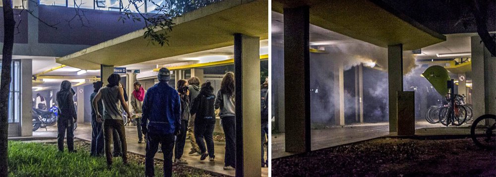 Estudantes da Universidade de São Paulo (USP) mantêm ocupado um galpão na Cidade Universitária usado como depósito pela instituição; os alunos reivindicam que a USP adote cotas para negros e indígenas, aumente o número de moradias estudantis, e creches; a ocupação do depósito teve início, na noite passada, após ação em que a PM lançou bombas de gás lacrimogênio e de efeito moral nos prédios e corredores do Conjunto Residencial da USP (Crusp), onde moram centenas de alunos (Foto: Leonardo Lucena) Estudantes da Universidade de São Paulo (USP) mantêm ocupado um galpão na Cidade Universitária usado como depósito pela instituição; os alunos reivindicam que a USP adote cotas para negros e indígenas, aumente o número de moradias estudantis, e creches; a ocupação do depósito teve início, na noite passada, após ação em que a PM lançou bombas de gás lacrimogênio e de efeito moral nos prédios e corredores do Conjunto Residencial da USP (Crusp), onde moram centenas de alunos