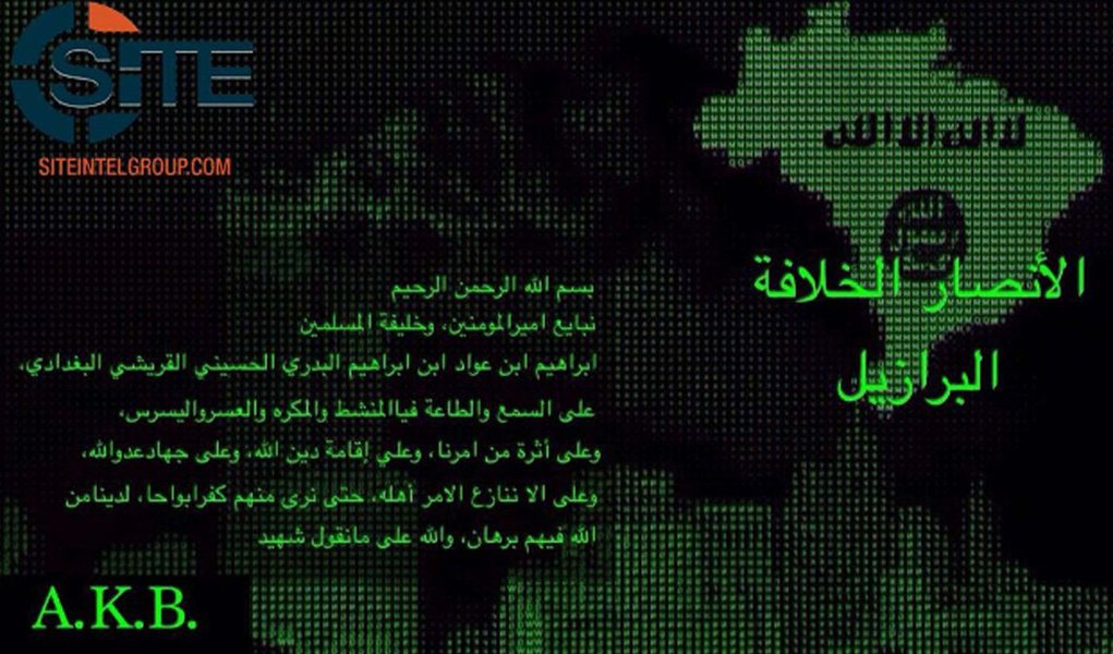 Grupo radical brasileiro Ansar al-Khilafah Brazil declarou apoio ao Estado Islâmico por meio de um canal do aplicativo Telegram e jurou fidelidade ao líder extremista Abu Bakr al-Baghdad; grupo postou que "se a polícia francesa não conseguiu parar os ataques na França, o treinamento dado à polícia brasileira não servirá" e disse que seus integrantes estão "preparados para o sacrifício de se tornarem mártires"; esta foi a primeira vez que um grupo da América do Sul jurou lealdade ao EI (Foto: Paulo Emílio) Grupo radical brasileiro Ansar al-Khilafah Brazil declarou apoio ao Estado Islâmico por meio de um canal do aplicativo Telegram e jurou fidelidade ao líder extremista Abu Bakr al-Baghdad; grupo postou que "se a polícia francesa não conseguiu parar os ataques na França, o treinamento dado à polícia brasileira não servirá" e disse que seus integrantes estão "preparados para o sacrifício de se tornarem mártires"; esta foi a primeira vez que um grupo da América do Sul jurou lealdade ao EI