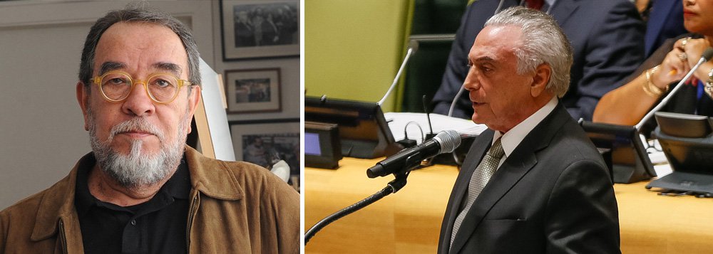 Jornalista e escritor expõe a contradição do discurso de Michel Temer nesta segunda durante reunião sobre refugiados e imigrantes na ONU, em Nova York, onde defendeu que "os países devem facilitar a inclusão, e não criminalizar a migração"; "Faltou ele revelar", lembra Morais, "que uma das primeiras medidas de seu governo foi suspender as negociações iniciadas por Dilma com a EU para que o Brasil recebesse cem mil famílias de exilados sírios" (Foto: Gisele Federicce) Jornalista e escritor expõe a contradição do discurso de Michel Temer nesta segunda durante reunião sobre refugiados e imigrantes na ONU, em Nova York, onde defendeu que "os países devem facilitar a inclusão, e não criminalizar a migração"; "Faltou ele revelar", lembra Morais, "que uma das primeiras medidas de seu governo foi suspender as negociações iniciadas por Dilma com a EU para que o Brasil recebesse cem mil famílias de exilados sírios"