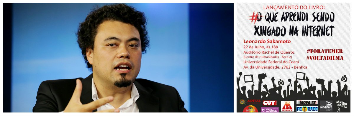 O jornalista Leonado Sakamoto vem lançar em Fortaleza, seu livro "O que Aprendi Sendo Chingado na Internet"; o lançamento será na próxima sexta-feira (22), às 18 horas, na Universidade Federal do Cará, no auditório Rachel de Queiroz, no Campus do Benfica; o lançamento do livro é uma iniciativa da Frente Brasil Popular do Ceará e do movimento Democracia Participativa (Foto: Fatima 247) O jornalista Leonado Sakamoto vem lançar em Fortaleza, seu livro "O que Aprendi Sendo Chingado na Internet"; o lançamento será na próxima sexta-feira (22), às 18 horas, na Universidade Federal do Cará, no auditório Rachel de Queiroz, no Campus do Benfica; o lançamento do livro é uma iniciativa da Frente Brasil Popular do Ceará e do movimento Democracia Participativa