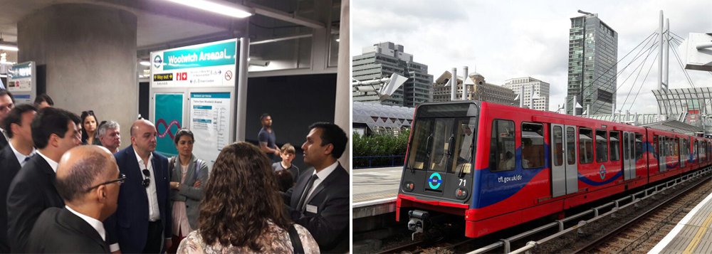 No segundo dia de trabalho em Londres, uma comitiva do governo baiano, que tem objetivo de captar parceiros para a implantação do Veículo Leve sobre Trilhos (VLT) em Salvador, visitou nesta terça-feira o Docklands Light Railway, maior sistema de veículos leves da Inglaterra; "As visitas que fizemos hoje ao sistema de Veículos Leves sobre Trilhos aqui de Londres e a reunião com os representantes da KPMG demonstraram que investimentos em infraestrutura de transporte são vetores de desenvolvimento quando associados a planos de desenvolvimento urbano", diz Paulo Guimarães, superintendente de Promoção do Investimento do Estado (Foto: Romulo Faro) No segundo dia de trabalho em Londres, uma comitiva do governo baiano, que tem objetivo de captar parceiros para a implantação do Veículo Leve sobre Trilhos (VLT) em Salvador, visitou nesta terça-feira o Docklands Light Railway, maior sistema de veículos leves da Inglaterra; "As visitas que fizemos hoje ao sistema de Veículos Leves sobre Trilhos aqui de Londres e a reunião com os representantes da KPMG demonstraram que investimentos em infraestrutura de transporte são vetores de desenvolvimento quando associados a planos de desenvolvimento urbano", diz Paulo Guimarães, superintendente de Promoção do Investimento do Estado