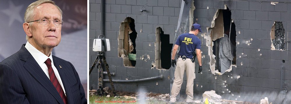 Democratas norte-americanos pretendem exigir a votação de um projeto de lei que proíba a compra de armas e explosivos por indivíduos incluídos na lista de suspeitos de terrorismo, declarou o líder do Partido Democrata no Senado, Harry Reid; "Temos a intenção de acelerar a votação sobre o tema, não há nenhuma desculpa para que os supostos terroristas possam comprar armas", afirmou; se a norma tivesse sido aprovada, segundo os democratas, teria sido possível evitar a tragédia em Orlando que resultou na morte de 50 pessoas e 53 feridos (Foto: Paulo Emílio) Democratas norte-americanos pretendem exigir a votação de um projeto de lei que proíba a compra de armas e explosivos por indivíduos incluídos na lista de suspeitos de terrorismo, declarou o líder do Partido Democrata no Senado, Harry Reid; "Temos a intenção de acelerar a votação sobre o tema, não há nenhuma desculpa para que os supostos terroristas possam comprar armas", afirmou; se a norma tivesse sido aprovada, segundo os democratas, teria sido possível evitar a tragédia em Orlando que resultou na morte de 50 pessoas e 53 feridos