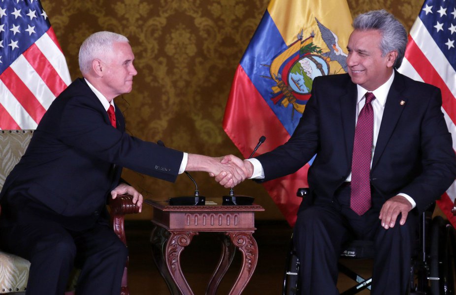 Vice-presidente dos EUA, Mike Pence, em encontro com presidente do Equador, Lenín Moreno (Foto: Paulo Emílio) Vice-presidente dos EUA, Mike Pence, em encontro com presidente do Equador, Lenín Moreno