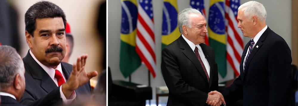 O presidente da Venezuela, Nicolás Maduro, disse que o vice-presidente dos Estados Unidos, Mike Pence, não atingiu o objetivo principal de sua viagem pela América Latina, que foi atacar o seu país; "Mike Pence falhou em sua turnê. Ele está em campanha eleitoral neste mini tour que fez para a América do Sul. Mike Pence anda atacando Venezuela, dizendo que a Venezuela é isto e aquilo", destacou (Foto: Paulo Emílio) O presidente da Venezuela, Nicolás Maduro, disse que o vice-presidente dos Estados Unidos, Mike Pence, não atingiu o objetivo principal de sua viagem pela América Latina, que foi atacar o seu país; "Mike Pence falhou em sua turnê. Ele está em campanha eleitoral neste mini tour que fez para a América do Sul. Mike Pence anda atacando Venezuela, dizendo que a Venezuela é isto e aquilo", destacou
