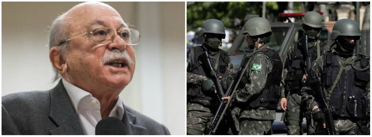 "O fracasso da intervenção, antevisto e anunciado, previsto como o passar das horas e certo como o correr dos dias, repetindo fracassos anteriores, igualmente anunciados, põe em xeque a imagem profissional do militar brasileiro", diz o ex-presidente do PSB Roberto Amaral (Foto: Leonardo Lucena) "O fracasso da intervenção, antevisto e anunciado, previsto como o passar das horas e certo como o correr dos dias, repetindo fracassos anteriores, igualmente anunciados, põe em xeque a imagem profissional do militar brasileiro", diz o ex-presidente do PSB Roberto Amaral