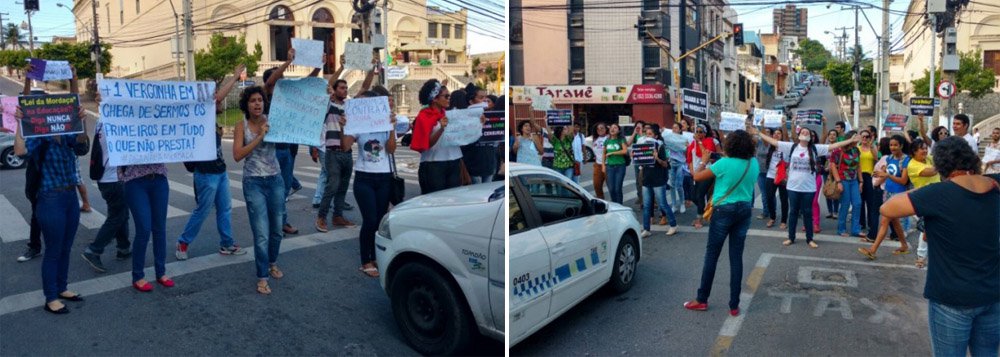 Justificativa do protesto dos Servidores da Educação, contrários ao projeto de lei denominado "Escola Livre", é que ele tem como objetivo evitar que professores façam comentários sobre quaisquer assuntos relacionados à política e religião, o que significa censura em sala de aula; em janeiro o governador Renan Filho (PMDB) vetou na íntegra o projeto de lei aprovado pela Assembleia Legislativa; porém, os deputados estaduais podem derrubar o veto na sessão desta terça-feira (26) (Foto: Voney Malta) Justificativa do protesto dos Servidores da Educação, contrários ao projeto de lei denominado "Escola Livre", é que ele tem como objetivo evitar que professores façam comentários sobre quaisquer assuntos relacionados à política e religião, o que significa censura em sala de aula; em janeiro o governador Renan Filho (PMDB) vetou na íntegra o projeto de lei aprovado pela Assembleia Legislativa; porém, os deputados estaduais podem derrubar o veto na sessão desta terça-feira (26)