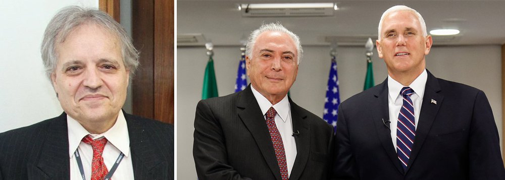 O sociólogo Marcelo Zero destaca que a visita do vice-presidente dos Estados Unidos, Mike Pence, ao Brasil foi um "esculacho"; "Num discurso inacreditável, feito em pleno Palácio do Itamaraty, em plena casa do Rio Branco, o sub esfregou na cara de Temer uma ação mais efetiva contra a Venezuela", ressalta. ""Com mais de 50 crianças brasileiras presas em masmorras norte-americanas, sequer teve a decência de se desculpar pela prática nazista", completa (Foto: Paulo Emílio) O sociólogo Marcelo Zero destaca que a visita do vice-presidente dos Estados Unidos, Mike Pence, ao Brasil foi um "esculacho"; "Num discurso inacreditável, feito em pleno Palácio do Itamaraty, em plena casa do Rio Branco, o sub esfregou na cara de Temer uma ação mais efetiva contra a Venezuela", ressalta. ""Com mais de 50 crianças brasileiras presas em masmorras norte-americanas, sequer teve a decência de se desculpar pela prática nazista", completa