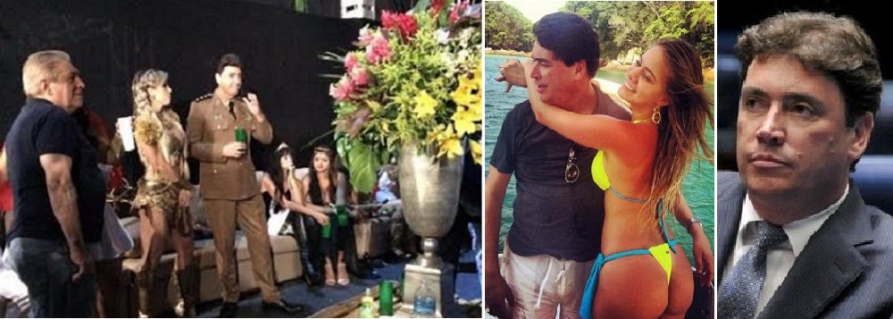 Wilder Morais, do PP de Goiás, compareceu a uma tradicional festa à fantasia em Goiânia com a vestimenta de um oficial da Polícia Militar, em ofensa ao regulamento da PM e à Lei de Contravenções Penais, em seu artigo 46; senador estava acompanhado da namorada, em trajes sumários, supostamente fantasiada da princesa guerreira Xena (Foto: Realle Palazzo-Martini) Wilder Morais, do PP de Goiás, compareceu a uma tradicional festa à fantasia em Goiânia com a vestimenta de um oficial da Polícia Militar, em ofensa ao regulamento da PM e à Lei de Contravenções Penais, em seu artigo 46; senador estava acompanhado da namorada, em trajes sumários, supostamente fantasiada da princesa guerreira Xena