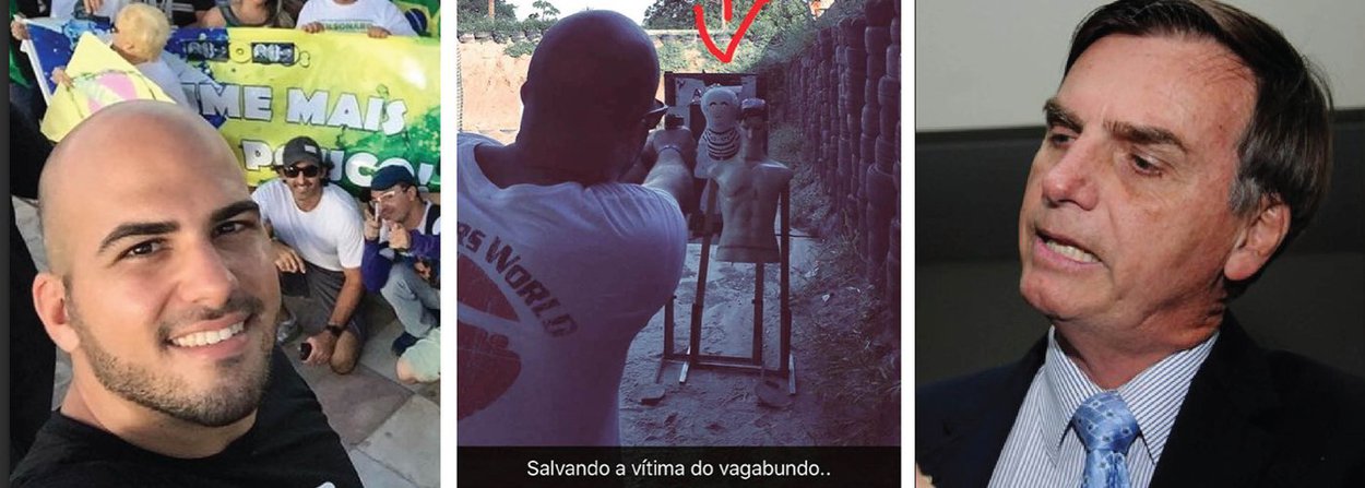 Um dos organizadores do ato de apoio ao deputado Jair Bolsonaro (PSC-RJ) no dia 1º de Maio em Fortaleza (CE), o empresário João Luiz Frota publicou no Instagram uma foto dele apontando uma arma contra um boneco do ex-presidente Lula e escreveu: “salvando a vítima do vagabundo” (Foto: Leonardo Lucena) Um dos organizadores do ato de apoio ao deputado Jair Bolsonaro (PSC-RJ) no dia 1º de Maio em Fortaleza (CE), o empresário João Luiz Frota publicou no Instagram uma foto dele apontando uma arma contra um boneco do ex-presidente Lula e escreveu: “salvando a vítima do vagabundo”