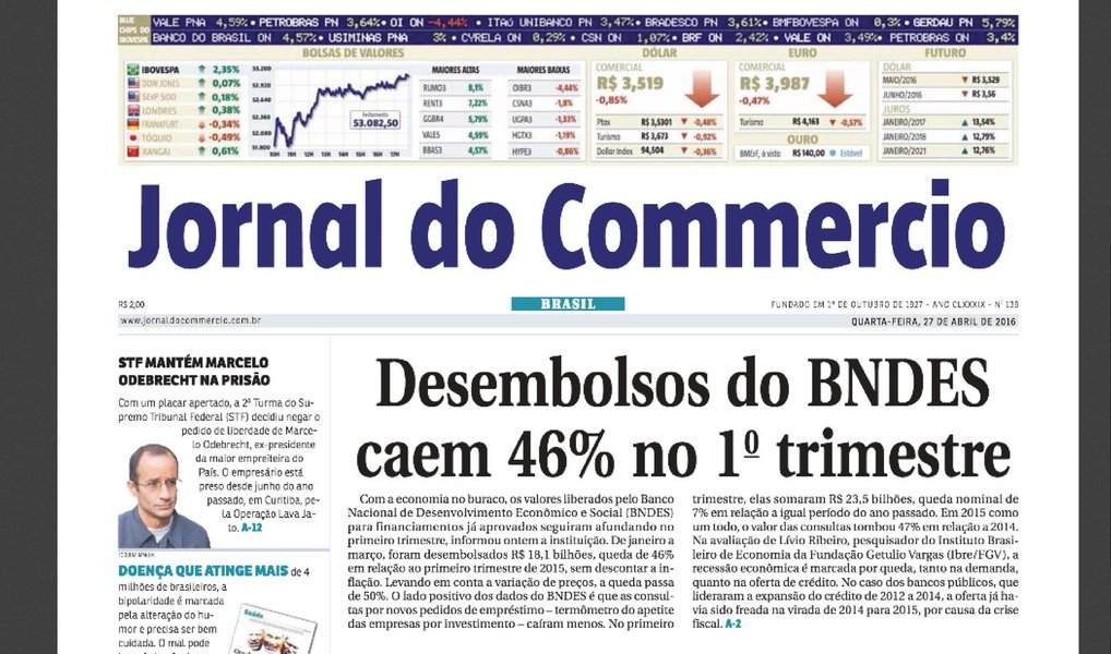 O "Jornal do Commercio", do Rio de Janeiro, só circulará até esta na sexta-feira (29); a edição digital também será descontinuada; ele é o segundo diário mais antigo em circulação no Brasil; Maurício Dinepi, seu diretor-presidente, resume o que aconteceu: "Não aguentamos mais. Não há anunciante" (Foto: Valter Lima) O "Jornal do Commercio", do Rio de Janeiro, só circulará até esta na sexta-feira (29); a edição digital também será descontinuada; ele é o segundo diário mais antigo em circulação no Brasil; Maurício Dinepi, seu diretor-presidente, resume o que aconteceu: "Não aguentamos mais. Não há anunciante"