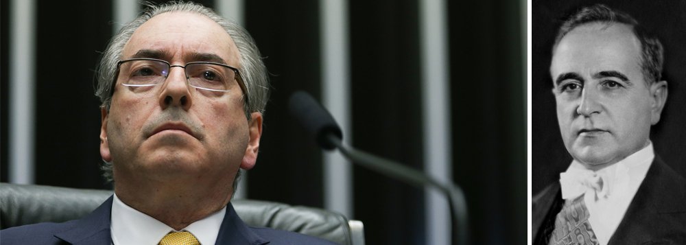 Colunista do 247 Alex Solnik assinala que, que tal como Getúlio Vargas fez em 1937, é Eduardo Cunha, e não Michel Temer, que está implantando a nova versão do Estado Novo no Brasil; "Ou Temer obedece ou ele o derruba como derrubou Dilma. Não importa que sejam sócios; o sócio mais poderoso é ele. Foi ele quem deu a vitória a Temer. Temer é o seu poste", conta; "Empossado formalmente na vice-presidência – mas presidente da República de fato - todos os malfeitos que mancham sua biografia, aqui e alhures, serão fatos do passado. Além disso, também graças aos 2/3 da Câmara é ele quem vai eleger o próximo presidente da Casa, ampliando mais ainda seu poder. É dele e não do povo brasileiro que, a partir de ontem, emana todo o poder"; leia íntegra (Foto: Alex Solnik) Colunista do 247 Alex Solnik assinala que, que tal como Getúlio Vargas fez em 1937, é Eduardo Cunha, e não Michel Temer, que está implantando a nova versão do Estado Novo no Brasil; "Ou Temer obedece ou ele o derruba como derrubou Dilma. Não importa que sejam sócios; o sócio mais poderoso é ele. Foi ele quem deu a vitória a Temer. Temer é o seu poste", conta; "Empossado formalmente na vice-presidência – mas presidente da República de fato - todos os malfeitos que mancham sua biografia, aqui e alhures, serão fatos do passado. Além disso, também graças aos 2/3 da Câmara é ele quem vai eleger o próximo presidente da Casa, ampliando mais ainda seu poder. É dele e não do povo brasileiro que, a partir de ontem, emana todo o poder"; leia íntegra