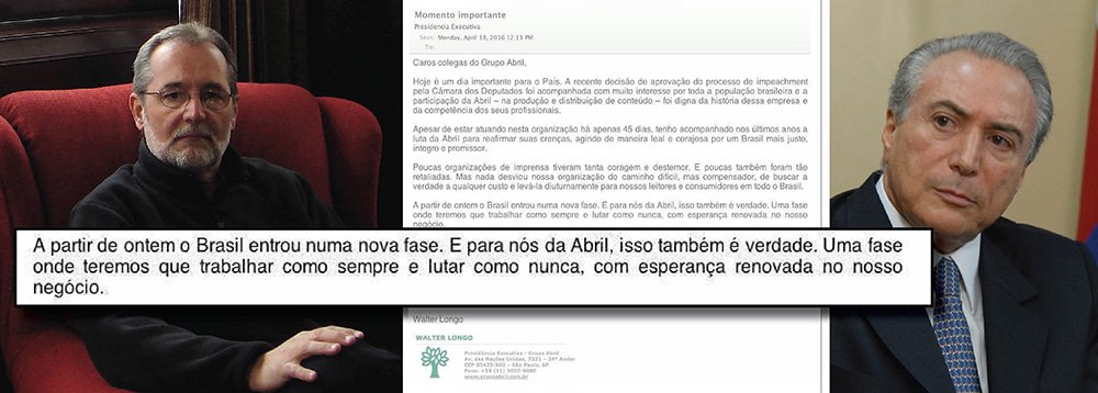 "Nenhuma empresa jornalística brasileira sobrevive sem dinheiro público. Remover o PT é uma garantia de que não haverá risco nenhum de interrupção no abjeto fluxo de recursos do contribuinte. Involuntariamente, o presidente da Editora Abril deixou isso claro, nesta segunda-feira, ao mandar uma carta aos funcionários na qual dizia que uma nova fase se abre para a empresa", diz Paulo Nogueira, do DCM (Foto: Roberta Namour) "Nenhuma empresa jornalística brasileira sobrevive sem dinheiro público. Remover o PT é uma garantia de que não haverá risco nenhum de interrupção no abjeto fluxo de recursos do contribuinte. Involuntariamente, o presidente da Editora Abril deixou isso claro, nesta segunda-feira, ao mandar uma carta aos funcionários na qual dizia que uma nova fase se abre para a empresa", diz Paulo Nogueira, do DCM