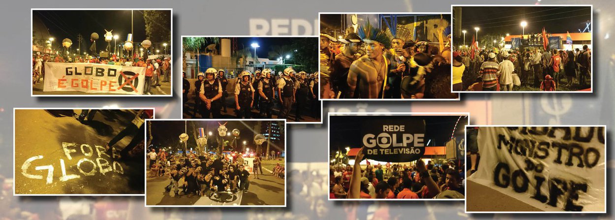 O Levante Popular de Juventude e o Movimento dos Trabalhadores Sem Terra realizaram na noite desta terça (12) um protesto em frente à sede da Globo em Brasília; com palavras de ordem contra o golpe e com críticas à emissora, o ato reuniu centenas de pessoas (Foto: Valter Lima) O Levante Popular de Juventude e o Movimento dos Trabalhadores Sem Terra realizaram na noite desta terça (12) um protesto em frente à sede da Globo em Brasília; com palavras de ordem contra o golpe e com críticas à emissora, o ato reuniu centenas de pessoas