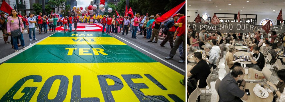 Representantes da Universidade Federal Fluminense (UFF) organizaram ato que contou com a participação de outras instituições, como a Universidade Federal do Estado do Rio de Janeiro (Unirio), da Universidade Federal do Rio de Janeiro (UFRJ) e da Universidade Federal Rural do Rio de Janeiro; “A ideia era justamente juntar as universidades e o pensamento crítico em defesa dessa bandeira que achamos tão importante, que é a defesa da democracia”, disse a professora de história da UFF Verônica Secreto (Foto: Roberta Namour) Representantes da Universidade Federal Fluminense (UFF) organizaram ato que contou com a participação de outras instituições, como a Universidade Federal do Estado do Rio de Janeiro (Unirio), da Universidade Federal do Rio de Janeiro (UFRJ) e da Universidade Federal Rural do Rio de Janeiro; “A ideia era justamente juntar as universidades e o pensamento crítico em defesa dessa bandeira que achamos tão importante, que é a defesa da democracia”, disse a professora de história da UFF Verônica Secreto