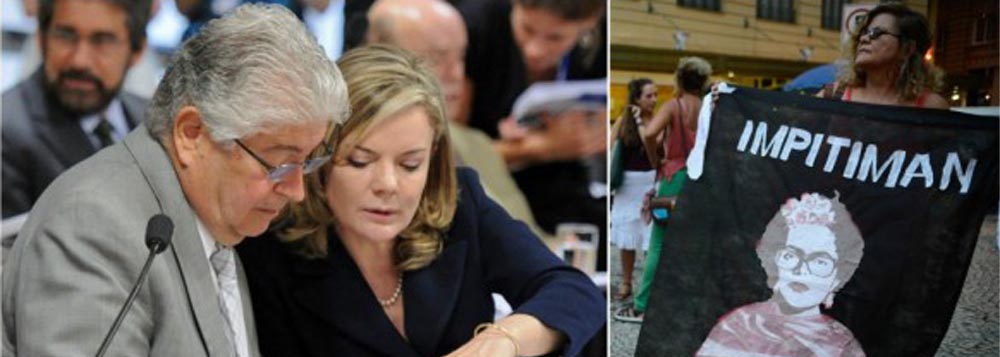 Senador Roberto Requião (PMDB-PR), tal qual Gramsci, se diz um pessimista no prognóstico e otimista na ação; “Hoje, Dilma está praticamente cassada pelo Congresso”, avalia; ele diz que falta “mexer na economia” para barrar o golpe em curso no país; “Tudo o que vi até agora favorece o rentismo e ferra capital produtivo e trabalho. Que tal um projeto para mudar o Brasil?”; já a senadora Gleisi Hoffmann (PT-PR) discorda do colega de parlamento acerca dos motivos do golpe: “o problema é político, pois já fizemos ajustes para garantir a execução dos programas sociais” (Foto: Realle Palazzo-Martini) Senador Roberto Requião (PMDB-PR), tal qual Gramsci, se diz um pessimista no prognóstico e otimista na ação; “Hoje, Dilma está praticamente cassada pelo Congresso”, avalia; ele diz que falta “mexer na economia” para barrar o golpe em curso no país; “Tudo o que vi até agora favorece o rentismo e ferra capital produtivo e trabalho. Que tal um projeto para mudar o Brasil?”; já a senadora Gleisi Hoffmann (PT-PR) discorda do colega de parlamento acerca dos motivos do golpe: “o problema é político, pois já fizemos ajustes para garantir a execução dos programas sociais”