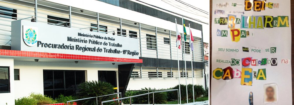 Uma carta anônima deixada na Procuradoria Regional de Alagoas com ameaças a procuradores do Trabalho que atuam no estado foi encaminhada a Polícia Federal, que já instaurou inquérito para apurar o caso; a carta foi deixada por um motoqueiro e é feita com recortes de revista; nela, há a ameaça: "Senhores procuradores, deixem nossas prefeituras trabalharem em paz! Seu sonho não pode ser realizado. Cuidado na cabeça" (Foto: Voney Malta) Uma carta anônima deixada na Procuradoria Regional de Alagoas com ameaças a procuradores do Trabalho que atuam no estado foi encaminhada a Polícia Federal, que já instaurou inquérito para apurar o caso; a carta foi deixada por um motoqueiro e é feita com recortes de revista; nela, há a ameaça: "Senhores procuradores, deixem nossas prefeituras trabalharem em paz! Seu sonho não pode ser realizado. Cuidado na cabeça"