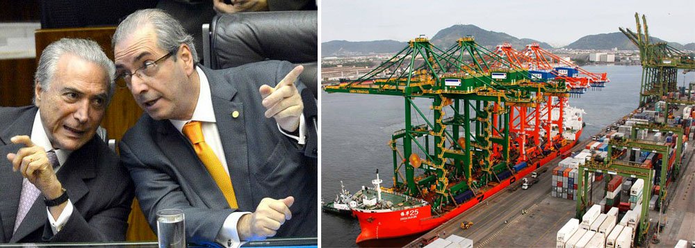 Emenda apresentada pelo deputado Eduardo Cunha (PMDB-RJ) na Lei dos Portos permitiu que o grupo Libra, da família Torrealba, do Rio de Janeiro, conseguisse renovar sua concessão no terminal portuário de Santos, em São Paulo, mesmo estando em dívida com a União; logo depois da aprovação da medida, a empresa doou R$ 1 milhão a uma pessoa jurídica criada por Temer para receber doações; Libra foi o único grupo beneficiário da alteração na lei; protagonista do processo de impeachment, Cunha trabalha para que o vice Michel Temer assuma a presidência no lugar de Dilma Rousseff; Temer, por sua vez, afirma que as doações não estão relacionadas com a renovação da concessão; A dívida do grupo Libra acumulada até 2008 era de R$ 544 milhões – o que representa quase R$ 850 milhões em valores atuais (Foto: Leonardo Attuch) Emenda apresentada pelo deputado Eduardo Cunha (PMDB-RJ) na Lei dos Portos permitiu que o grupo Libra, da família Torrealba, do Rio de Janeiro, conseguisse renovar sua concessão no terminal portuário de Santos, em São Paulo, mesmo estando em dívida com a União; logo depois da aprovação da medida, a empresa doou R$ 1 milhão a uma pessoa jurídica criada por Temer para receber doações; Libra foi o único grupo beneficiário da alteração na lei; protagonista do processo de impeachment, Cunha trabalha para que o vice Michel Temer assuma a presidência no lugar de Dilma Rousseff; Temer, por sua vez, afirma que as doações não estão relacionadas com a renovação da concessão; A dívida do grupo Libra acumulada até 2008 era de R$ 544 milhões – o que representa quase R$ 850 milhões em valores atuais
