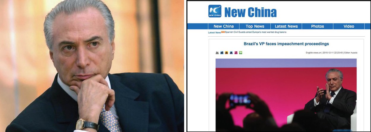 Jornal chinês New China destacou o argumento do deputado Cabo Daciolo (sem partido-RJ), de que Temer violou a Lei de Responsabilidade Fiscal ao assinar os decretos das "pedaladas fiscais"; "Depois de uma semana em que a presidente Dilma Rousseff vem enfrentando tentativas de impeachment contra ela, seu principal parceiro de coalizão, Temer, que deu a entender fortemente que ele irá juntar-se o impulso pelo impeachment, tem de enfrentar sua própria impeachment", diz o veículo (Foto: Aquiles Lins) Jornal chinês New China destacou o argumento do deputado Cabo Daciolo (sem partido-RJ), de que Temer violou a Lei de Responsabilidade Fiscal ao assinar os decretos das "pedaladas fiscais"; "Depois de uma semana em que a presidente Dilma Rousseff vem enfrentando tentativas de impeachment contra ela, seu principal parceiro de coalizão, Temer, que deu a entender fortemente que ele irá juntar-se o impulso pelo impeachment, tem de enfrentar sua própria impeachment", diz o veículo