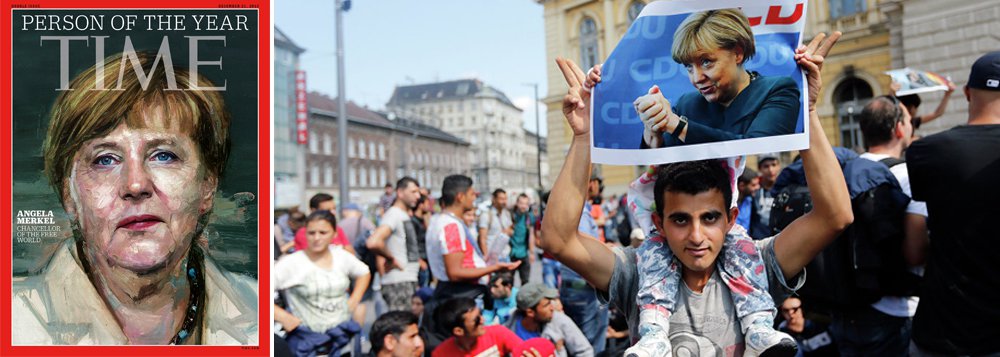 Revista destacou empenho da chanceler alemã, Angela Merkel, frente à crise gerada pelos refugiados sírios e as dificuldades enfrentadas pelos países da zona do euro; ela desbancou concorrentes como o pré-candidato republicano à Presidência dos EUA Donald Trump, que ficou em terceiro, e o líder do Estado Islâmico, Abu Bakr al-Baghdadi, que ficou em segundo lugar no ranking (Foto: Paulo Emílio) Revista destacou empenho da chanceler alemã, Angela Merkel, frente à crise gerada pelos refugiados sírios e as dificuldades enfrentadas pelos países da zona do euro; ela desbancou concorrentes como o pré-candidato republicano à Presidência dos EUA Donald Trump, que ficou em terceiro, e o líder do Estado Islâmico, Abu Bakr al-Baghdadi, que ficou em segundo lugar no ranking
