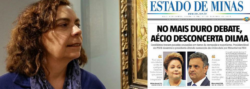 Em artigo, a jornalista e professora do Departamento de Comunicação Social da UFMG Ângela Carrato relata a quase morte do jornal e conclui que Álvaro Teixeira da Costa, o principal dirigente dos Diários e Emissoras Associados em Minas Gerais, "tinha razão" ao dizer que "se Aécio Neves e os tucanos não vencessem as eleições de 2014, as coisas iriam ficar feias para a empresa"; ela cita ainda a "linha editorial chapa branca dos veículos do grupo", que "exaltaram o PSDB" e "combateram sem trégua o PT e seus apoiadores, valendo-se de tudo quanto é esquema sujo" (Foto: Gisele Federicce) Em artigo, a jornalista e professora do Departamento de Comunicação Social da UFMG Ângela Carrato relata a quase morte do jornal e conclui que Álvaro Teixeira da Costa, o principal dirigente dos Diários e Emissoras Associados em Minas Gerais, "tinha razão" ao dizer que "se Aécio Neves e os tucanos não vencessem as eleições de 2014, as coisas iriam ficar feias para a empresa"; ela cita ainda a "linha editorial chapa branca dos veículos do grupo", que "exaltaram o PSDB" e "combateram sem trégua o PT e seus apoiadores, valendo-se de tudo quanto é esquema sujo"