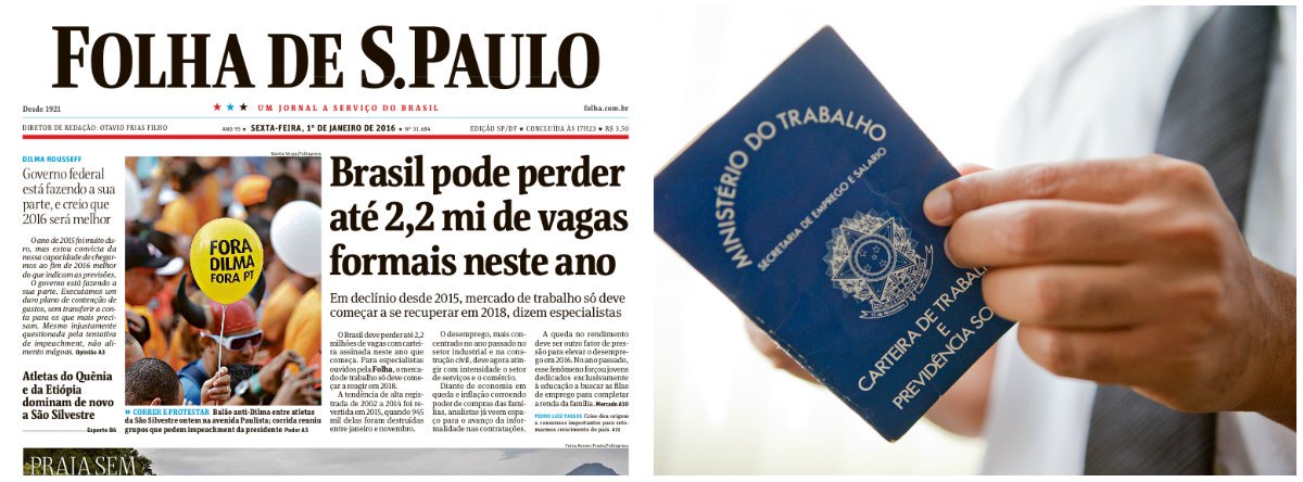 No primeiro dia de 2016, jornal da família Frias prevê que 2,2 milhões de brasileiros perderão seus empregos em 2016 e que o "mercado de trabalho só deve começar a se recuperar em 2018", segundo especialistas; em editorial intitulado "Poucas esperanças", o veículo aponta que "a crise de 2015, infelizmente, continuará presente em 2016" (Foto: Gisele Federicce) No primeiro dia de 2016, jornal da família Frias prevê que 2,2 milhões de brasileiros perderão seus empregos em 2016 e que o "mercado de trabalho só deve começar a se recuperar em 2018", segundo especialistas; em editorial intitulado "Poucas esperanças", o veículo aponta que "a crise de 2015, infelizmente, continuará presente em 2016"