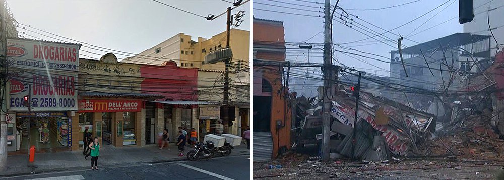 Dois restaurantes, uma pizzaria, uma farmácia e ainda 11 quitinetes foram atingidas pela explosã; bombeiros suspeitam de vazamento de gás; sete feridos foram retirados dos escombros no local, levados ao Hospital Municipal Souza Aguiar, no Centro do Rio; o prefeito Eduardo Paes foi ao local e informou que não há risco de novas explosões apesar dos focos de incêndio (Foto: Roberta Namour) Dois restaurantes, uma pizzaria, uma farmácia e ainda 11 quitinetes foram atingidas pela explosã; bombeiros suspeitam de vazamento de gás; sete feridos foram retirados dos escombros no local, levados ao Hospital Municipal Souza Aguiar, no Centro do Rio; o prefeito Eduardo Paes foi ao local e informou que não há risco de novas explosões apesar dos focos de incêndio