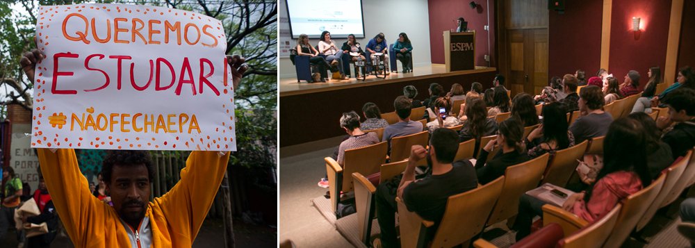 Com o objetivo de promover debates sobre as diversas opressões presentes na sociedade, um grupo de estudantes da Escola Superior de Propaganda e Marketing (ESPM)-Sul criou a Coletiva Identidades; com o lema "Todo ponto de vista é a vista de um ponto", estudantes formularam uma ampla programação abordando temas como diversidade sexual, direito à moradia, transexualidade, arte de rua, cultura negra, ditadura e, neste primeiro dia, questões referentes à população em situação de rua (Foto: Leonardo Lucena) Com o objetivo de promover debates sobre as diversas opressões presentes na sociedade, um grupo de estudantes da Escola Superior de Propaganda e Marketing (ESPM)-Sul criou a Coletiva Identidades; com o lema "Todo ponto de vista é a vista de um ponto", estudantes formularam uma ampla programação abordando temas como diversidade sexual, direito à moradia, transexualidade, arte de rua, cultura negra, ditadura e, neste primeiro dia, questões referentes à população em situação de rua