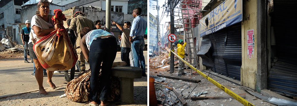 A explosão que atingiu 54 imóveis e destruiu 13 deles, no bairro de São Cristóvão, deixou famílias desabrigadas, trabalhadores desempregados e comerciantes sem suas lojas; dezenas de pessoas acompanhavam de perto o trabalho de remoção dos escombros, na esperança de recuperar pelo menos alguns objetos pessoais, principalmente roupas e documentos (Foto: Leonardo Lucena) A explosão que atingiu 54 imóveis e destruiu 13 deles, no bairro de São Cristóvão, deixou famílias desabrigadas, trabalhadores desempregados e comerciantes sem suas lojas; dezenas de pessoas acompanhavam de perto o trabalho de remoção dos escombros, na esperança de recuperar pelo menos alguns objetos pessoais, principalmente roupas e documentos