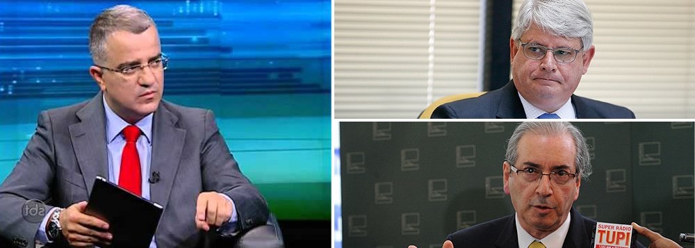 Jornalista Kennedy Alencar afirma que o volume de provas contra o presidente da Câmara, "que cresce a cada semana, torna concreta a possibilidade de afastamento" pelo procurador-geral, Rodrigo Janot; "Hoje, uma ação externa, como um pedido do Ministério Público, teria mais chance de tirar Cunha da presidência da Câmara do que alguma articulação que dependesse de um governo fraco, de uma oposição interessada no impeachment a qualquer custo e de deputados federais que devem favores políticos a Eduardo Cunha" (Foto: Felipe L. Goncalves) Jornalista Kennedy Alencar afirma que o volume de provas contra o presidente da Câmara, "que cresce a cada semana, torna concreta a possibilidade de afastamento" pelo procurador-geral, Rodrigo Janot; "Hoje, uma ação externa, como um pedido do Ministério Público, teria mais chance de tirar Cunha da presidência da Câmara do que alguma articulação que dependesse de um governo fraco, de uma oposição interessada no impeachment a qualquer custo e de deputados federais que devem favores políticos a Eduardo Cunha"