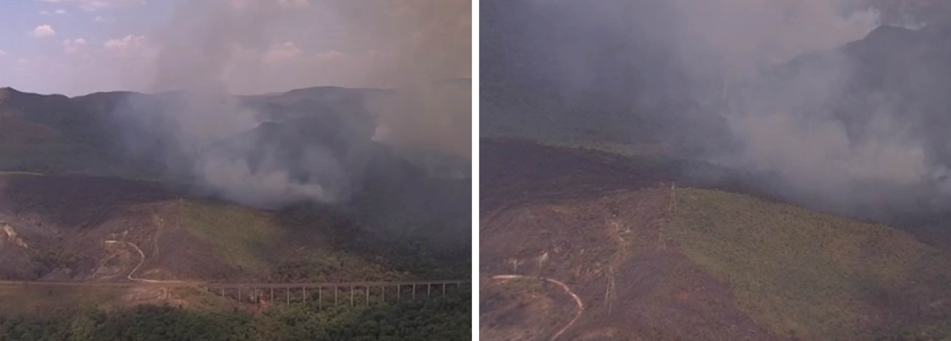 Já são quatro dias que um incêndio criminoso atinge o Parque Estadual da Serra do Rola-Moça, em Belo Horizonte; as chamas seguem descontroladas ; bombeiros passaram a noite na área de preservação tentando apagar as chamas; no início da manhã deste sábado (17) ganharam a companhia de brigadistas; um helicóptero foi deslocado para ajudar no combate
(Foto: Voney Malta)
Já são quatro dias que um incêndio criminoso atinge o Parque Estadual da Serra do Rola-Moça, em Belo Horizonte; as chamas seguem descontroladas ; bombeiros passaram a noite na área de preservação tentando apagar as chamas; no início da manhã deste sábado (17) ganharam a companhia de brigadistas; um helicóptero foi deslocado para ajudar no combate