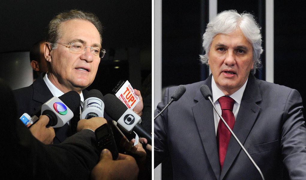 "O Delcídio nunca tratou comigo de nenhuma impropriedade. Ele era líder do governo, ele tinha sempre relações comigo, mas nunca tratou de nenhuma impropriedade. Esse Diogo, eu não conheço, nunca vi, não sei quem é, então fica difícil falar sobre anotação de pessoas", disse o presidente do Senado, sobre o senador preso na semana passada pela Lava Jato e seu chefe de gabinete, também preso; Diogo Ferreira disse à PF que Delcídio teria entregue a ele um bilhete relativo a um possível favorecimento do banco BTG Pactual em uma medida provisória e que, na ocasião, disse que assumia "o compromisso de falar com Renan Calheiros" (Foto: Paulo Emílio) "O Delcídio nunca tratou comigo de nenhuma impropriedade. Ele era líder do governo, ele tinha sempre relações comigo, mas nunca tratou de nenhuma impropriedade. Esse Diogo, eu não conheço, nunca vi, não sei quem é, então fica difícil falar sobre anotação de pessoas", disse o presidente do Senado, sobre o senador preso na semana passada pela Lava Jato e seu chefe de gabinete, também preso; Diogo Ferreira disse à PF que Delcídio teria entregue a ele um bilhete relativo a um possível favorecimento do banco BTG Pactual em uma medida provisória e que, na ocasião, disse que assumia "o compromisso de falar com Renan Calheiros"