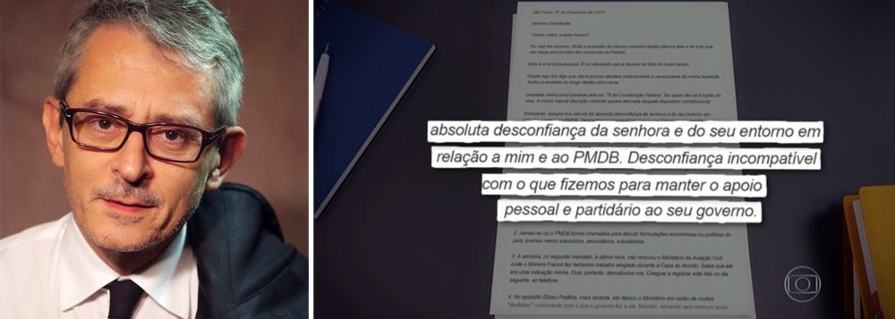 “Se se tratava de acenar com a possibilidade de exercer uma liderança política nacional –conciliadora ou disruptiva, pouco importa– na atual crise, o vice-presidente sem dúvida se apequenou”, afirma o jornal de Otávio Frias; “Michel Temer escreveu uma carta dolorida, magoada, até sincera. Mas o país poderia ter sido poupado dessa página constrangedora de correio sentimental”, conclui (Foto: Roberta Namour) “Se se tratava de acenar com a possibilidade de exercer uma liderança política nacional –conciliadora ou disruptiva, pouco importa– na atual crise, o vice-presidente sem dúvida se apequenou”, afirma o jornal de Otávio Frias; “Michel Temer escreveu uma carta dolorida, magoada, até sincera. Mas o país poderia ter sido poupado dessa página constrangedora de correio sentimental”, conclui