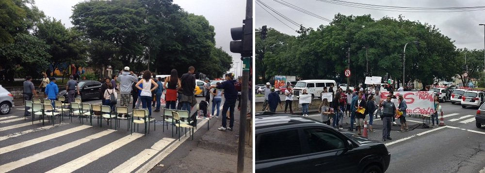 Estudantes de São Paulo fizeram, na manhã desta segunda-feria, 7, um protesto que bloqueia quatro faixas da Rodovia Raposo Tavares, altura do cruzamento com a avenida Benjamim Mansur, no sentido capital paulista; por volta do meio-dia, a via já tinha sido liberada para o tráfego; Polícia Militar, que tem reprimido com truculência protestos com interdição de vias, informou que acompanhava o protesto desde as 7h20 e que não fez contagem do número de manifestantes (Foto: Aquiles Lins) Estudantes de São Paulo fizeram, na manhã desta segunda-feria, 7, um protesto que bloqueia quatro faixas da Rodovia Raposo Tavares, altura do cruzamento com a avenida Benjamim Mansur, no sentido capital paulista; por volta do meio-dia, a via já tinha sido liberada para o tráfego; Polícia Militar, que tem reprimido com truculência protestos com interdição de vias, informou que acompanhava o protesto desde as 7h20 e que não fez contagem do número de manifestantes