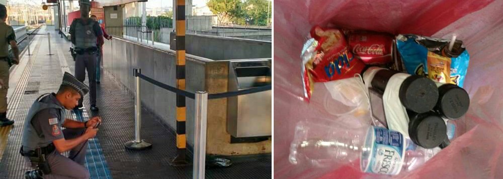 De acordo com a Polícia Militar, um objeto suspeito foi abandonado na Estação Guaianases da Linha 11-Coral; suposto artefato explosivo está acoplado a um celular e amarrado dentro de uma sacola; uma equipe do Grupo de Operações Táticas (Gate) foi deslocada para o local; outra suspeita de bomba também prejudica o atendimento aos usuários na Estação Itaquera, da Linha 3-Vermelha do Metrô (Foto: Roberta Namour) De acordo com a Polícia Militar, um objeto suspeito foi abandonado na Estação Guaianases da Linha 11-Coral; suposto artefato explosivo está acoplado a um celular e amarrado dentro de uma sacola; uma equipe do Grupo de Operações Táticas (Gate) foi deslocada para o local; outra suspeita de bomba também prejudica o atendimento aos usuários na Estação Itaquera, da Linha 3-Vermelha do Metrô