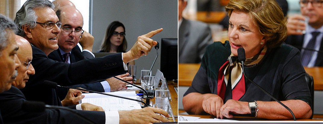 Senador liderou audiência no Congresso para tratar da venda da Celg, mas acabou sendo encurralado pela senadora Lúcia Vânia e o presidente da Celg Par, José Fernando Navarrete; Lúcia acusou Caiado de apresentar dados errados e trabalhar contra os interesses de Goiás ao sabotar a venda; "Não é justo que se coloque dados que não sejam verdadeiros. É um posicionamento que envolve viés político-partidário muito ruim para o Estado"; Navarrete também contestou os números mostrados por Caiado; senador levou até claque para a audiência e em cada pausa durante sua fala, uma turma no fundo batia palmas; "Certamente, o senador Ronaldo Caiado utilizou dados incorretos", disse o presidente (Foto: José Barbacena) Senador liderou audiência no Congresso para tratar da venda da Celg, mas acabou sendo encurralado pela senadora Lúcia Vânia e o presidente da Celg Par, José Fernando Navarrete; Lúcia acusou Caiado de apresentar dados errados e trabalhar contra os interesses de Goiás ao sabotar a venda; "Não é justo que se coloque dados que não sejam verdadeiros. É um posicionamento que envolve viés político-partidário muito ruim para o Estado"; Navarrete também contestou os números mostrados por Caiado; senador levou até claque para a audiência e em cada pausa durante sua fala, uma turma no fundo batia palmas; "Certamente, o senador Ronaldo Caiado utilizou dados incorretos", disse o presidente
