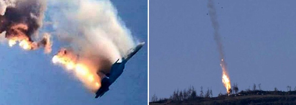 Um dos dois pilotos do avião russo Su-24 derrubado por um caça F-16 turco foi resgatado por tropas do Exército sírio; "Um dos pilotos foi ferido quando descia de paraquedas e foi morto de forma violenta já no chão pelos jihadistas. O outro piloto conseguiu escapar e, de acordo com as últimas informações, foi salvo pelo Exército sírio e deve estar voltando para a base da Força Aérea russa", disse o embaixador russo na França, Aleksandr Orlov; caça russo Su-24 teria sido derrubado por um míssil ao entrar em espaço aéreo turco; Rússia nega a invasão e diz qeronave está em território sírio (Foto: Paulo Emílio) Um dos dois pilotos do avião russo Su-24 derrubado por um caça F-16 turco foi resgatado por tropas do Exército sírio; "Um dos pilotos foi ferido quando descia de paraquedas e foi morto de forma violenta já no chão pelos jihadistas. O outro piloto conseguiu escapar e, de acordo com as últimas informações, foi salvo pelo Exército sírio e deve estar voltando para a base da Força Aérea russa", disse o embaixador russo na França, Aleksandr Orlov; caça russo Su-24 teria sido derrubado por um míssil ao entrar em espaço aéreo turco; Rússia nega a invasão e diz qeronave está em território sírio