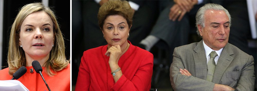 Pergunta é da senadora Gleisi Hoffmann (PT-PR), que responde, em artigo publicado nesta segunda-feira 7: "Interessa a quem quer assumir o poder, de maneira mais rápida, sem ter que esperar até 2018, e mais fácil, sem precisar se submeter ao escrutínio das urnas"; Gleisi, que deverá assumir a liderança do PT no Senado até o final deste mês, aponta o vice-presidente, Michel Temer (PMDB), como integrante do movimento golpista que visa derrubar a presidente Dilma Rousseff; para a senadora, primeira autoridade próxima de Dilma a admitir o envolvimento de Temer no movimento pelo impeachment, o peemedebista "está perdendo a razão para a possibilidade de assumir o governo" (Foto: Gleisi Hoffmann) Pergunta é da senadora Gleisi Hoffmann (PT-PR), que responde, em artigo publicado nesta segunda-feira 7: "Interessa a quem quer assumir o poder, de maneira mais rápida, sem ter que esperar até 2018, e mais fácil, sem precisar se submeter ao escrutínio das urnas"; Gleisi, que deverá assumir a liderança do PT no Senado até o final deste mês, aponta o vice-presidente, Michel Temer (PMDB), como integrante do movimento golpista que visa derrubar a presidente Dilma Rousseff; para a senadora, primeira autoridade próxima de Dilma a admitir o envolvimento de Temer no movimento pelo impeachment, o peemedebista "está perdendo a razão para a possibilidade de assumir o governo"