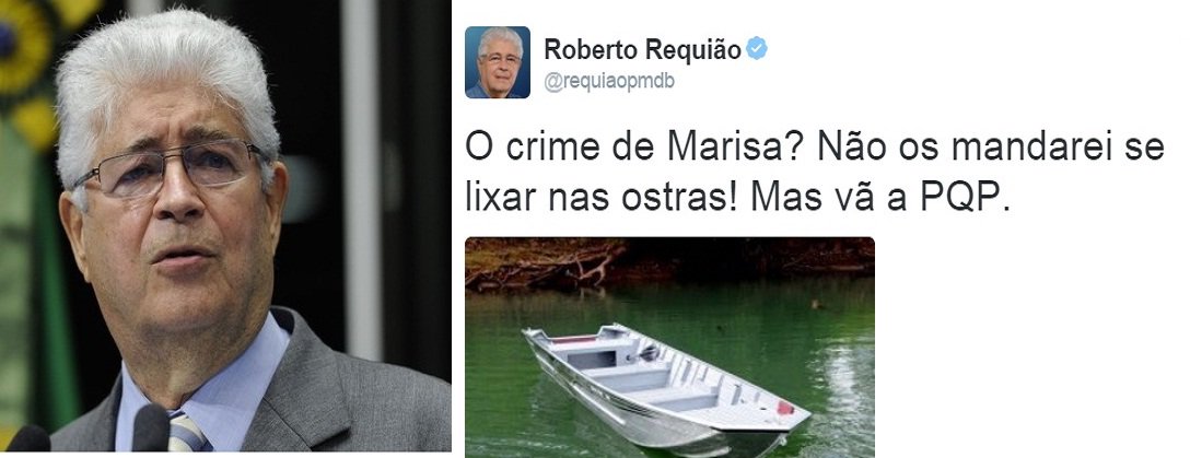 O senador Roberto Requião (PMDB-PR) expressou sua indignação com a manchete da Folha deste sábado, ao se posicionar nas redes sociais; "O crime de Marisa? Não os mandarei se lixar nas ostras! Mas vão à PQP", escreveu; na edição da Folha, a ex-primeira-dama Marisa Letícia ganhou a manchete principal por ter comprado uma canoa de lata, por R$ 4,1 mil, para ser usada num sítio que ela e ex-presidente Lula frequentam; recado de Requião se estende a todos que tentam, a todo custo, inviabilizar politicamente aquele que foi o presidente mais popular da história do País (Foto: Leonardo Attuch) O senador Roberto Requião (PMDB-PR) expressou sua indignação com a manchete da Folha deste sábado, ao se posicionar nas redes sociais; "O crime de Marisa? Não os mandarei se lixar nas ostras! Mas vão à PQP", escreveu; na edição da Folha, a ex-primeira-dama Marisa Letícia ganhou a manchete principal por ter comprado uma canoa de lata, por R$ 4,1 mil, para ser usada num sítio que ela e ex-presidente Lula frequentam; recado de Requião se estende a todos que tentam, a todo custo, inviabilizar politicamente aquele que foi o presidente mais popular da história do País
