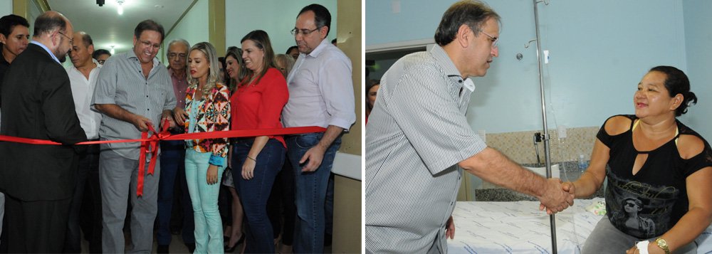 Governador Marcelo Miranda (PMDB) inaugurou nessa quinta-feira, 17, a reforma e ampliação do Hospital Regional de Paraíso (HRP), que agora passa a contar com 101 leitos; "Não esquecemos o compromisso com o povo de Paraíso. O governo Marcelo Miranda não tem medido esforços para resolver problemas que se arrastam há anos e, hoje, com os benéficos direcionados à saúde a comunidade local e da região pode comemorar", disse; HRP oferece clínica médica, clínica cirúrgica, obstétrica, ortopédica e clínica pediátrica, além dos serviços de exames, e realiza em média 180 atendimentos por dia (Foto: Aquiles Lins) Governador Marcelo Miranda (PMDB) inaugurou nessa quinta-feira, 17, a reforma e ampliação do Hospital Regional de Paraíso (HRP), que agora passa a contar com 101 leitos; "Não esquecemos o compromisso com o povo de Paraíso. O governo Marcelo Miranda não tem medido esforços para resolver problemas que se arrastam há anos e, hoje, com os benéficos direcionados à saúde a comunidade local e da região pode comemorar", disse; HRP oferece clínica médica, clínica cirúrgica, obstétrica, ortopédica e clínica pediátrica, além dos serviços de exames, e realiza em média 180 atendimentos por dia